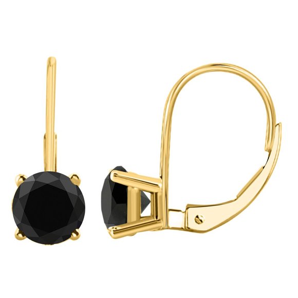 2.0 Cttw Leverback Natural Black Diamond Earrings - Picture 3 of 12